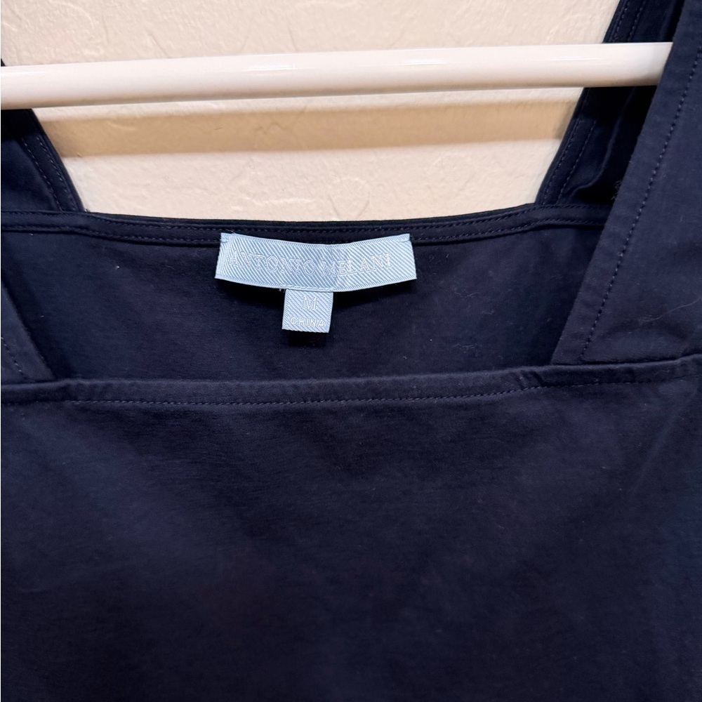ANTONIO MELANI Black 100% Cotton Tank with Square Neck - Picture 2 of 4